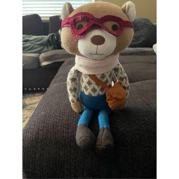 The Peanutshell Multicolor Charlie the Bear Plush Knit Glasses Stuffed Animal - Picture 9 of 12